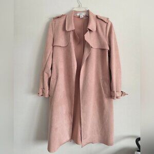 MAGASCHONI | Faux Suede Leather Trench Coat Jacket Blush Pink Sz M